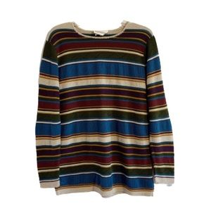 80’s Vintage Sweater Twee Textured Colorblock Striped Long Sleeve Knit Sweater